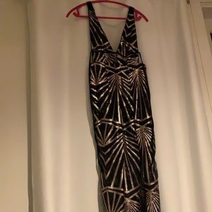 SEQUINED BLACK & GOLD stunning art deco inspired gown